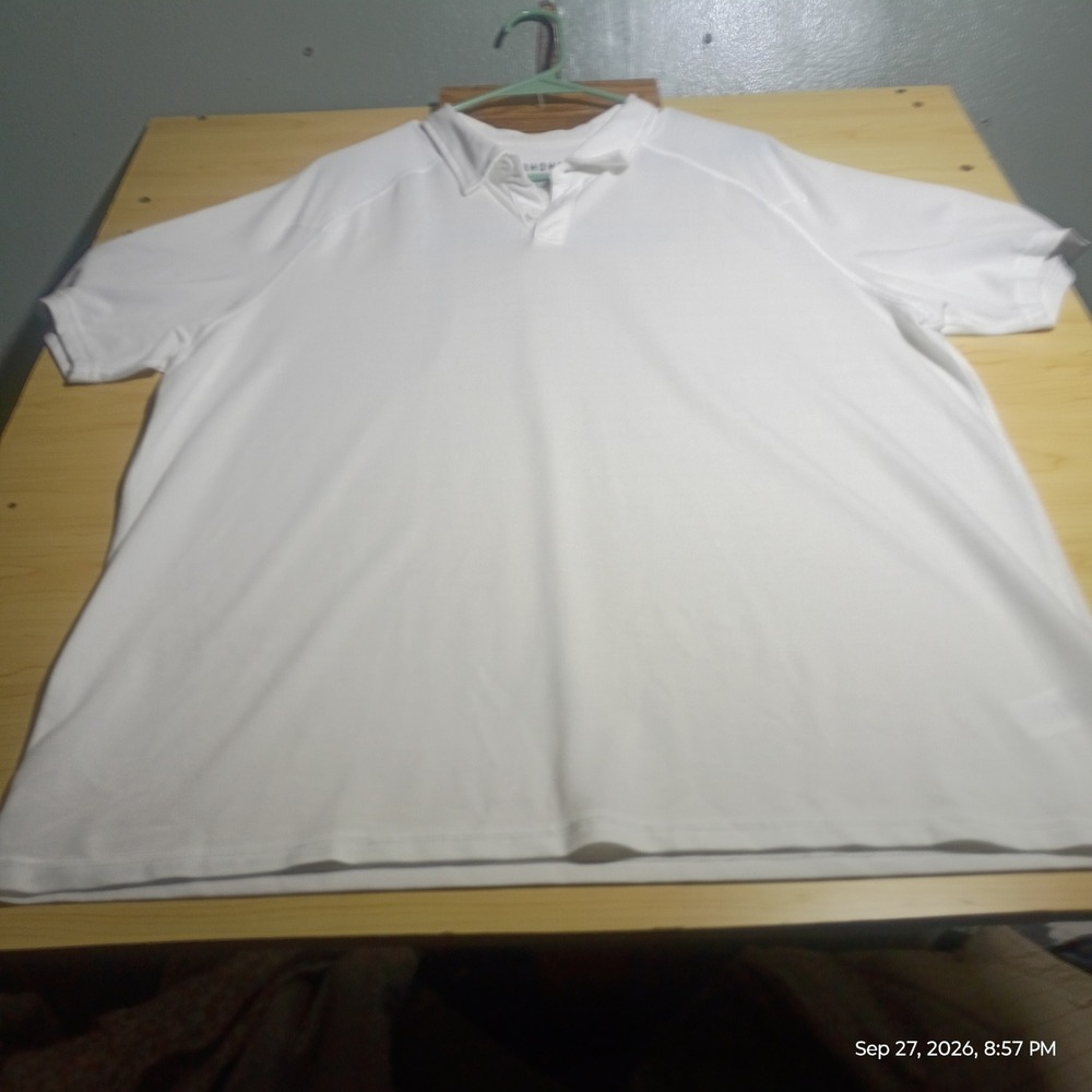 Rhone Polo Shirt Men XL White Performance Pique Short Sleeve Raglan 24.5x29.5